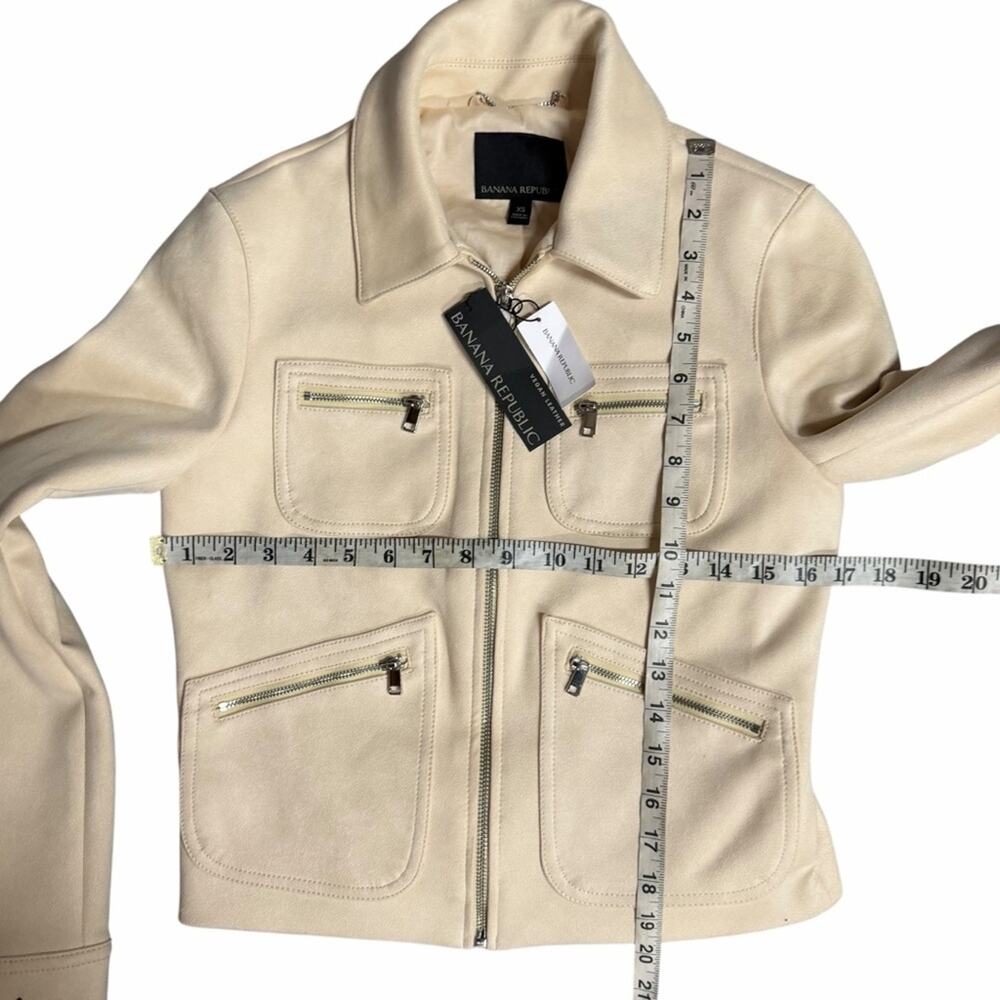 NEW Banana Republic Beige Zip-Up Vegan Suede Moto Jacket Size XS - Picture 6 of 9